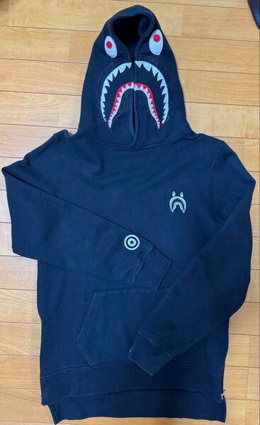 A BATHING APE シャークパーカー 黒 XS