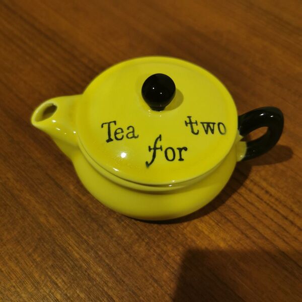 ティーポット型 陶器製 ティーパック置 Tea for two 黄色 イエロー