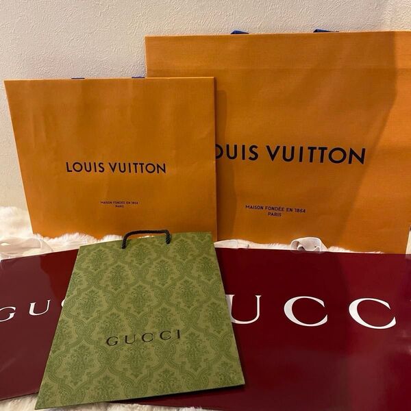 ルイヴィトン GUCCI ショッパー 大サイズ USED ハイブランド 紙袋 5枚
