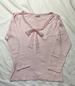  Kumikyoku sis 2 pink 7 minute sleeve cut and sewn ribbon V neck 