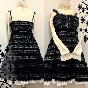 【2点セット】総レースキャミワンピース、スタンドフリルカットソー★axesfemme