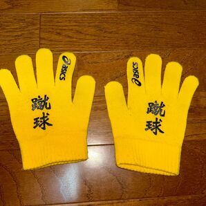 アシックス asics サッカー グローブ 手袋 蹴球部 蹴球 黄色 中古 ユーズド 破れあり
