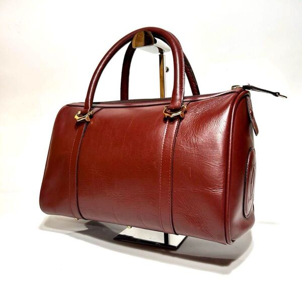 【美品】 Cartie マストシリーズ ボストンバッグ レザー ボルドー