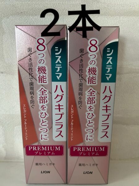 システマハグキプラス プレミアムハミガキ エレガントフルーティミント 歯磨き粉 歯周病ケア 口腔ケア ハミガキ ハミガキ粉 2本