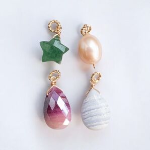 ★天然石★ネックレスチャーム4点セット
