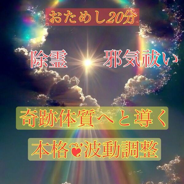 奇跡体質へと導く「邪気祓い・除霊波動調整20分」お試し 20分 波動調整 ※スペシャルギフト『結界スプレー』付き