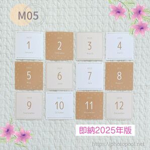 2025年版 マンスリーカード ましかく ベージュ ラテカラー