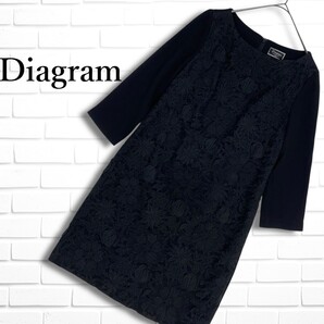 良品 Diagram GRACE CONTINENTAL ダイアグラム グレースコンチネンタル 花柄 フラワー レース ワンピース 黒 ブラック レディース 2535B◎