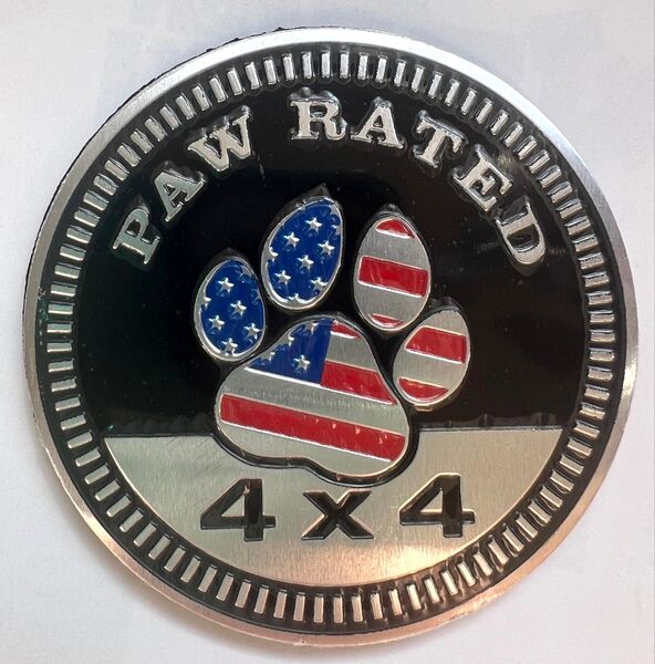JeepPAW RATED 4x4 アメリカ国旗足跡メタルステッカー ワッペン