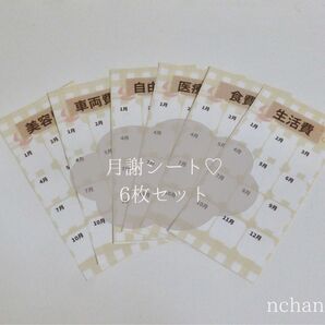 *・月謝シート6枚セット入り 家計管理 積立シート バインダー貯金 月謝袋 貯金