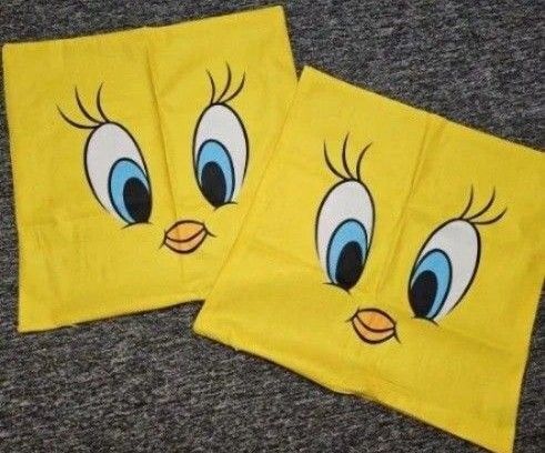 新品 未使用品 ルーニーテューンズ トゥイーティー クッションカバー ファスナー LOONEYTUNES 2枚セット 45×45