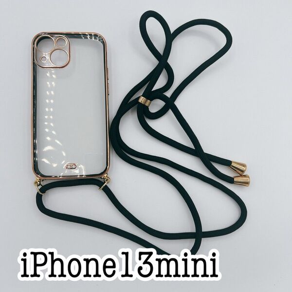 iPhone13mini クリア ショルダーケース ブラック 黒
