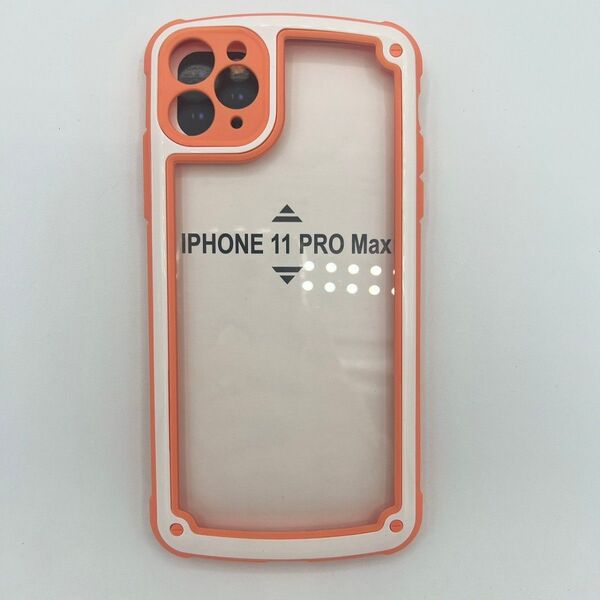 iPhone11promax ホワイトフレームクリアケース オレンジ