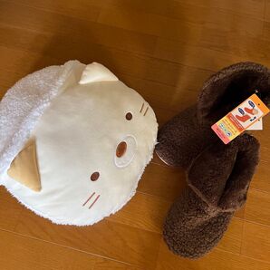 足ポカセット すみっコぐらし ねこ 足ポカクッション ルームブーツ 23〜25c