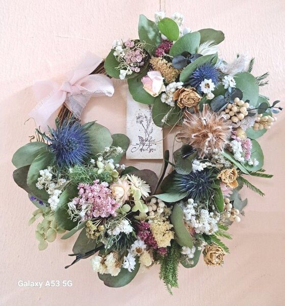 母の日 花 ドライフラワーリース ハーフリース クレセントリース 誕生日プレゼント 結婚祝い 新築祝い 出産祝い 開店祝い