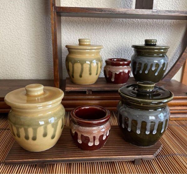 新品 和陶器 ミニ壺 薬味入れ 楊枝入れ 3種 6個 漬物容器 保存容器 かめ 甕