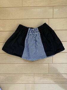 ギンガムチェック　× ブラック　スカート　ハンドメイド　サイズ90 未使用品　キッズ