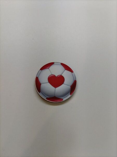☆ハートマークサッカーボール☆マグネット付ウッドマーカー☆