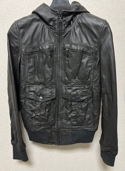 HYSTERIC GLAMOURヒステリックグラマーフーデットレザーブルゾン