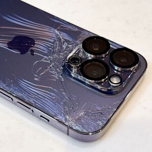 iPhone 14 Pro 256GB パープル 背面割れあり 動作問題なし Apple スマホ