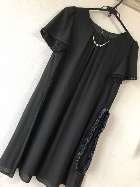シフォンワンピース 黒 15号 卒業入学 セレモニー