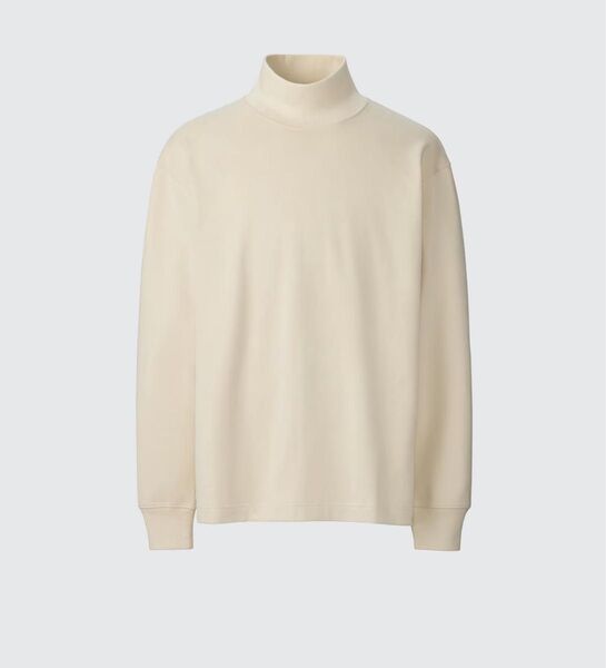 【ユニクロ U】ブラッシュドモックネックTシャツ XLサイズ 31 BEIGE