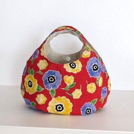 北欧調 フラワー 花柄 丸底 ころりんバック ハンドメイド 丸いバック グラニーバック