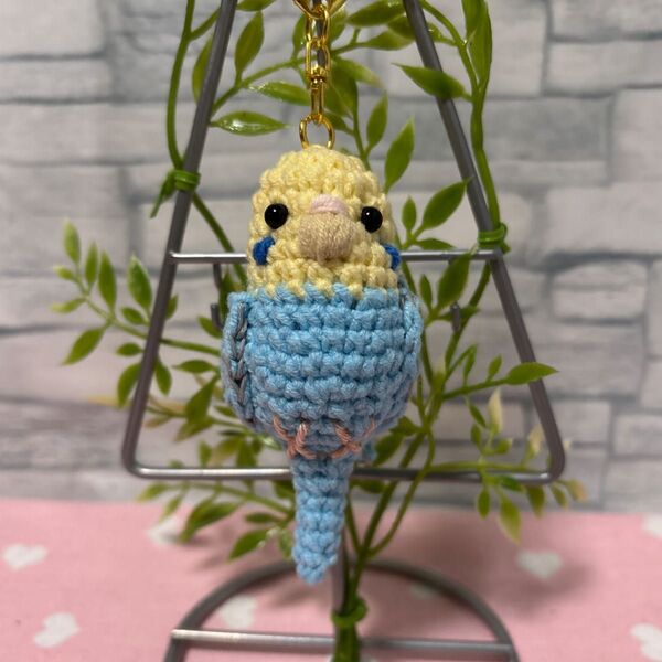 セキセイインコちゃんのあみぐるみストラップD ハンドメイド