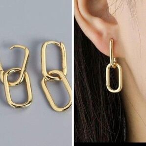 3way 揺れるタイプのチェーンピアス シルバー925 フープピアス ピアス シンプル 両耳 ゴールド
