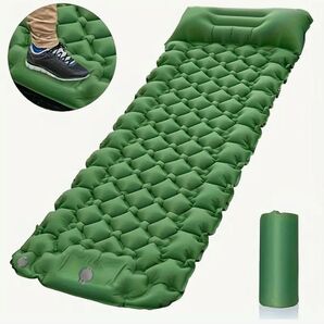 内蔵ポンプ付きキャンピングエアパッド ヘッドピロー付き、収納袋付き