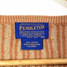 ■ 大きめサイズ ペンドルトン コットン ケーブル編み Vネック ニットセーター サイズXL ライトブラウン PENDLETON インナー 古着 ■_画像6