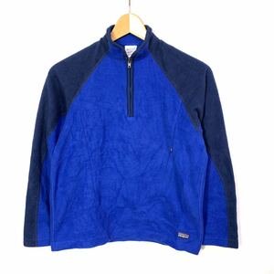 ■ 2008年製 キッズ用 パタゴニア ハーフジップ 切替 フリース プルオーバー ジャケット L ブルー×ネイビー patagonia 子供用 古着 ■