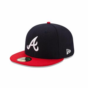 USA正規品 「7.5/8」 新品 Newera ニューエラ オーセンティック 59FIFTY 公式モデル アトランタ BRAVESブレーブス HOME 紺 赤 2トーン MLB