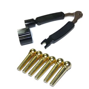 ギター ストリングカッター ギターワインダー ペグ回し 真鍮製 アコギ ブリッジピン 金色 ブラス フォークギター