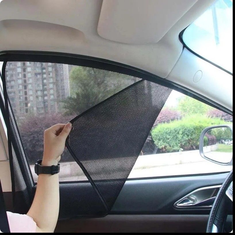 【3-6日以内の発送】【2個】内蔵磁石で設置する折りたたみ式日焼け止めカーテン、車のサイドウィンドウ【色】黒【サイズ】前部座席用