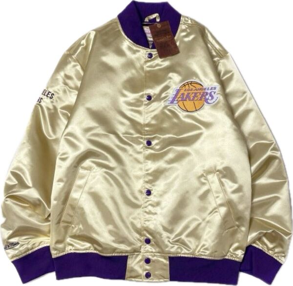 新品★Mitchell&Ness NBA ロサンゼルス レイカーズ スタジャン★サイズL★パープル×ゴールド★ミッチェルアンドネス