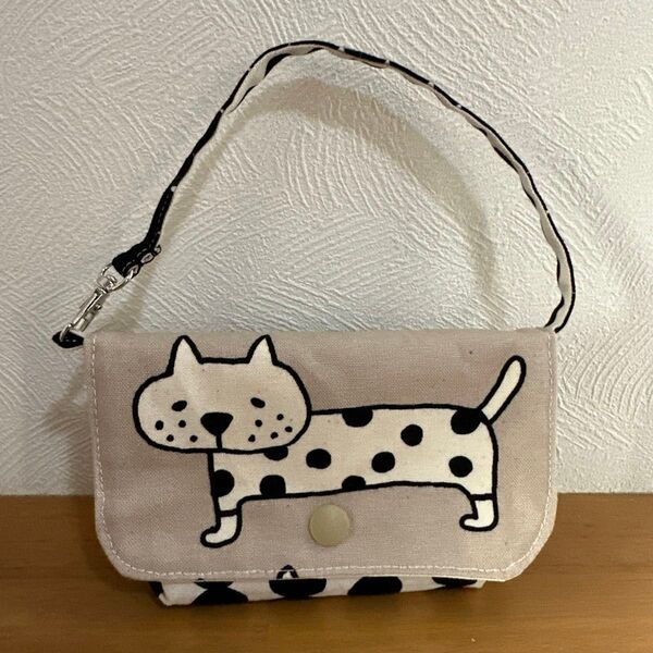 *☆ミニポーチバッグインバッグ☆布バスケット同柄ハンドメイド猫柄