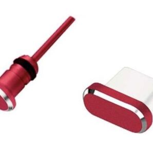 数量限定特価 Type-C タイプC USB-C スマホ タブレット用 コネクタカバー イヤホンジャックセット レッド