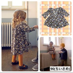 moimoln モイモルン レトロ花柄ワンピース 90
