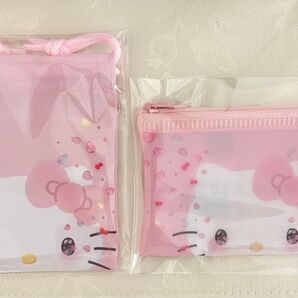 【新品】サンリオ ハローキティ50周年 フラットポーチ プチ巾着 2点セット