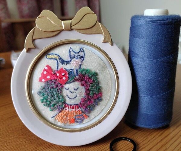 かわいい!猫と女の子猫の刺繍ワッペン