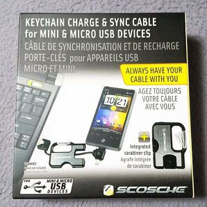 カラビナ付USB充電ケーブル microUSB / miniUSB 新品・未使用