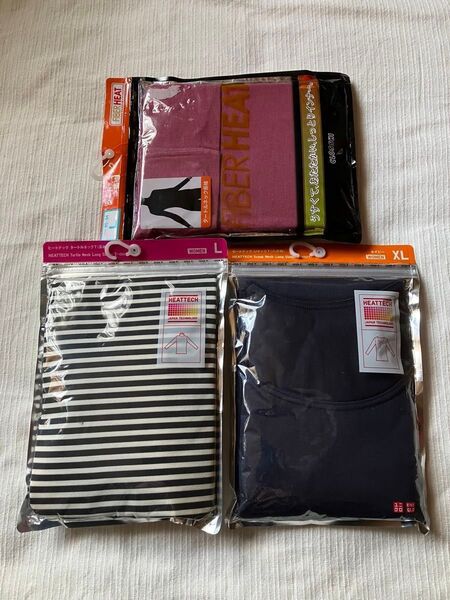新品 未開封 ユニクロ しまむら 3点セット レディース L/M/XL ヒートテック タートルネック UネックT UNIQLO