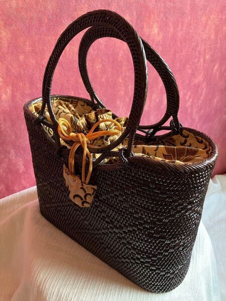新品 未使用品 バリ島 アタ製品 バッグ 籐 バリ アジアン ラタン アタ かご 籐 カゴ 職人手編み かごバッグ 着物
