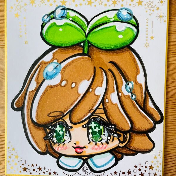 オリジナルイラスト 【ふたばちゃん】 ミニ色紙 手描きイラスト 原画