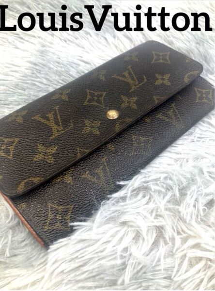 良品!! LOUIS VUITTON ルイヴィトン モノグラム ポルト モネ クレディ 長財布 ブラウン