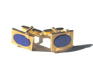 [ profit ] Pierre Balmain logo design cuffs PIERRE BALMAIN Gold Lapis Blue made in Japan 