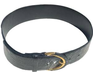 [ top class ]Belts di Stefano Piazza crocodile leather use design lady's belt stereo fano Piazza black black 