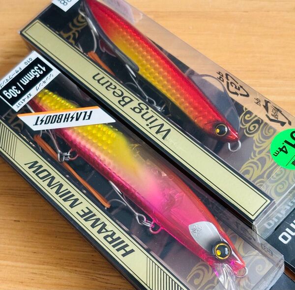 新品2個 SHIMANO シマノ 熱砂 ヒラメミノー 135S フラッシュブースト Fサーフマンゴー/ウイングビーム 110HS