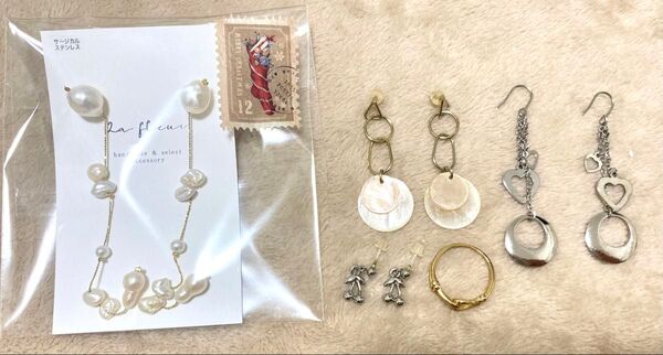 ピアス リング まとめ売り パール ゴールド 指輪 ハート 植物 15号
